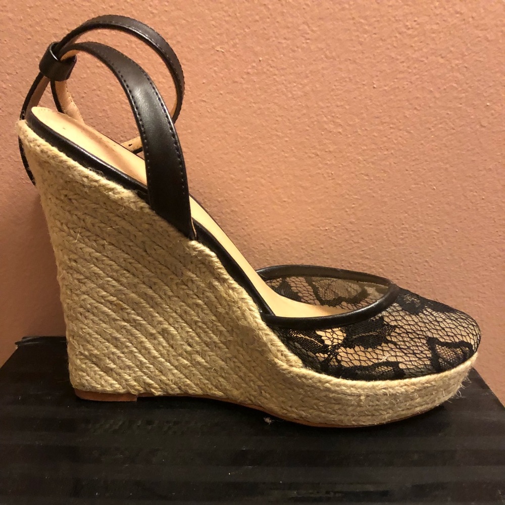 Victoria Secret Black Lace Espadrilles